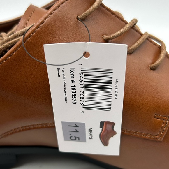 Perry Ellis Men’s Brown Leather Upper Dress Shoes Size 11.5 NWT - Picture 11 of 12